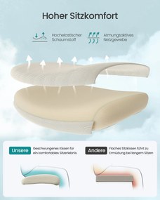SONGMICS ergonomická kancelárska stolička, výškovo nastaviteľná, bielo-béžová