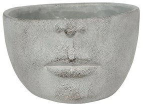 Šedý květáč hlava s ústy - 24 * 23 * 15 cm