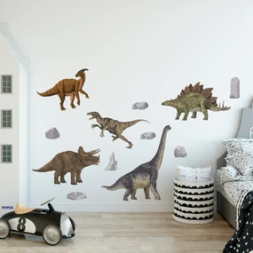 PIPPER. Textilná nálepka na stenu "Dinosaury"