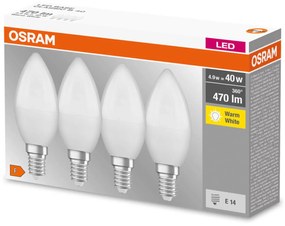 OSRAM LED sviečka E14 Base retro 4,9W 4 ks 2 700K