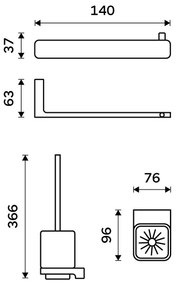 NIMCO MAC set-94KN-90 - Nástenná WC štetka a držiak toaletného papiera MAYA