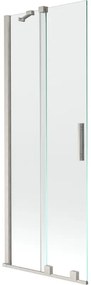 Mexen Velar, 2-krídlová posuvná vaňová zástena 75 x 150 cm, 8mm číre sklo, brúsená oceľ, 896-075-000-01-97
