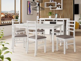Rozkladací jedálenský stôl so 6 stoličkami AL02, Morenie: biela - L, Poťahové látky: Hygge D20