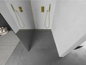 Mexen Kioto L, sprchová zástena Walk-In 80 x 200 cm, 8mm sklo vzor zrkadlo, zlatý lesklý profil,800-080-103-50-50