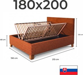 Posteľ čalúnená ZINNA + lamelový rošt + matrac EMI