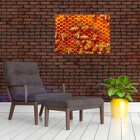 Sklenený obraz - Medový plást (70x50 cm)