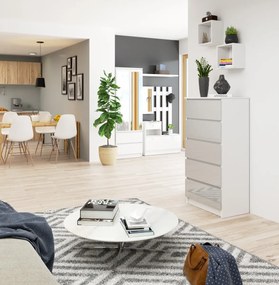 Komoda Kuba 60 cm - 5 zásuviek biela/sivá