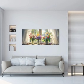 Obraz - Kytica pri okne (120x50 cm)