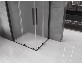 Mexen Velar Duo, sprchový kút s posuvnými dverami 100 x 90 cm, 8mm sklo námraza, čierna matná, 871-100-090-32-70