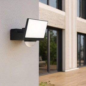 Exteriérové nástenné LED svietidlo Davos, 1x LED 30w, 4000k, čierna, pohybový senzor