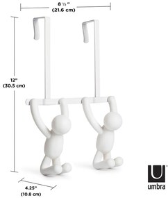 Biely plastový vešiak na dvere 22 cm Buddy - Umbra