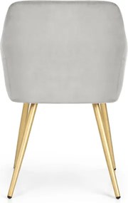 Sada šiestich jedálenských stoličiek ESTELLE zamatové, sivé / zlaté nohy (6 ks)