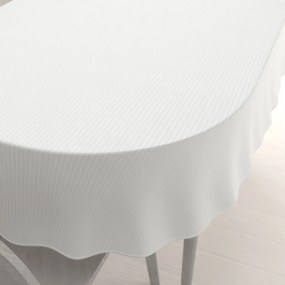 Biante Damaškový oválny obrus Atlas Grádl DM-012 Biely - tenké pásiky 2 mm 140x160 cm