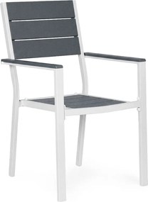 MultiGarden Sada 2 záhradných stoličiek - oceľ HDPE sivá biela MultiGarden