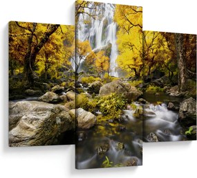Obraz - Vodopády v jesennej krajine, žlté (90x60 cm)
