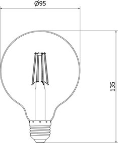 Mexen Vintis, LED žiarovka E27, G95, 6W, Teplá - 2700K, 720 lm, číra - L157-E27-0627-00