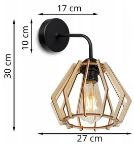 Nástenné svietidlo TIMBER, 1x drevené tienidlo, KF