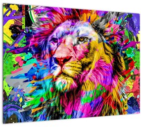Sklenený obraz - 3D sklenený obraz leva (70x50 cm)