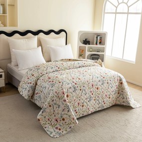 Prehoz na posteľ HERBALIS krémový Rozmer: 170 x 210 cm