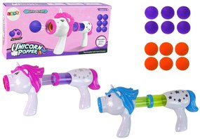 LEAN TOYS Vystreľovač mäkkých loptičiek Jednorožec – modrá