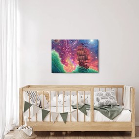 Obraz - Loď s vesmírnou oblohou (70x50 cm)