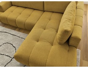 Rozkladacia/s úložným priestorom rohová pohovka v horčicovej farbe (pravý roh/do L) Fuji – Bobochic Paris