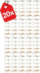 Akcia 20x Regál 180x40x40 cm lakovaný 5-policový, nosnosť 875 kg - biely