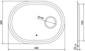 Mexen Umba, LED kúpeľňové zrkadlo s podsvietením a kozmetickým zrkadlom 80 x 60 cm, 6000K, ochrana proti zahmlievaniu, 9822-080-060-611-00