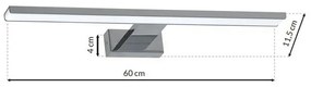 Nástenné LED svietidlo Shine1, 1x LED 13,8w, 4000k, (60 cm), ch