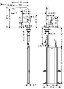 Hansgrohe M54, drezová batéria Talis s výsuvnou koncovkou, sBox, vzhľad nerezový, HAN-72809800