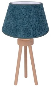 Duolla - Stolná lampa BOUCLE 1xE27/15W/230V pr. 28 cm tyrkysová/drevo