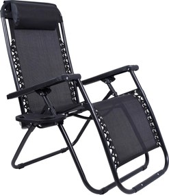 Čierne záhradné polohovacie lehátko Orion