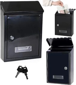 LEAN Poštová schránka, pozinkovaná oceľ 26,5x18,5x6,5cm - čierna