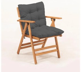 Záhradné skladacie kreslo s vankúšom, šedé/habr