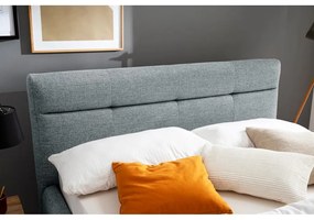 Sivomodrá čalúnená dvojlôžková posteľ s úložným priestorom s roštom 140x200 cm Lotte – Meise Möbel