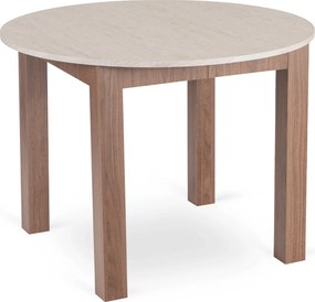Vintino Jedálenský okrúhly stôl AMFORA travertín orech nicea 102–142 cm
