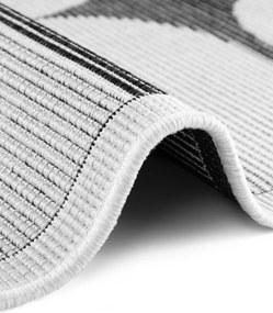 NORTHRUGS, Kusový koberec Duet Bowen 106244 Black/White kruh - na von aj na doma, 160x160 (priemer) kruh, čiernobiela, chodba / predsieň