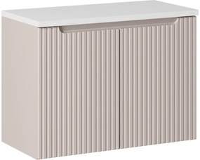 Závěsná skříňka Nova Cashmere I s deskou a umyvadlem 80 cm kašmír/bílá
