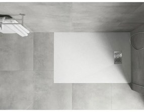 Mexen Hugo, obdĺžniková sprchová vanička SMC 110 x 70 cm, biela, oceľová krytka, 42107011-X