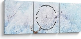 Obraz majestátneho jeleňa (s hodinami) (90x30 cm)