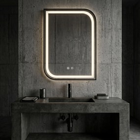 Rea Zone, LED zrkadlo, 60x80 cm, čierna matná, HOM-00208