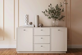 Komoda Lorini 150 cm na sokli - kašmírová / čierne úchytky T