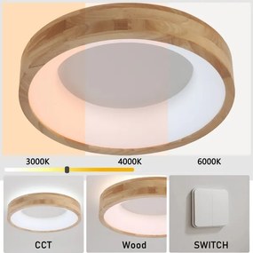 Brilagi-LED Drevené stropné svietidlo FALCON WOOD LED/30W/230V 3000/4000/6000K 45 cm