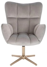 LuxuryForm DESIGN Kreslo AURORA VELUR na zlatom kríži - svetlo šedé
