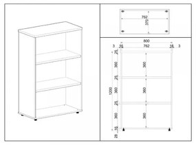 Stredná skriňa SimpleOffice 80 x 40 x 120 cm