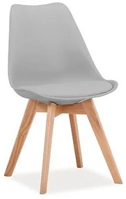 Jedálenská stolička: KRIS BUK - drevo buk/ ekokoža svetlosivá