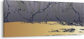 Obraz - Modrá a zlatá abstrakcia N⁰1 (120x50 cm)