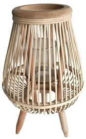 Svetlo hnedá drevená stojací lampáš Lamba mini - 15 * 15 * 30 cm