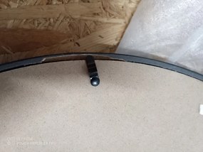 AKCIA Čierne okrúhle zrkadlo s koženou rukoväťou NAHAD Ø50 cm II. akosť