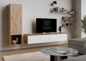 Závesná TV skrinka Asko Living, 180 cm, dub artisan/biela